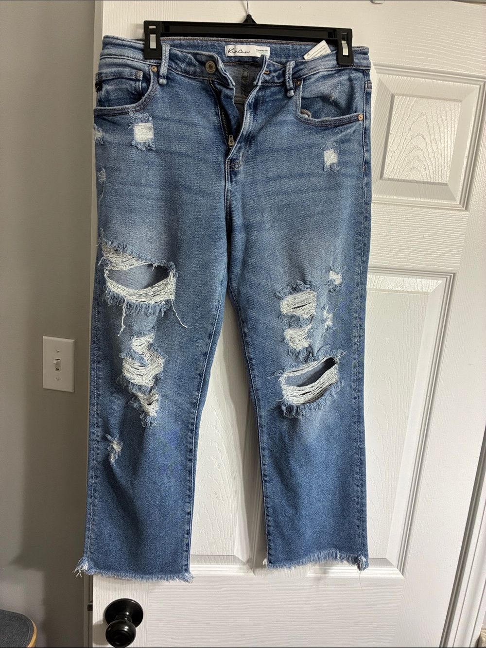 Women’s Distressed Blue Denim Jeans - Classic Casual Style